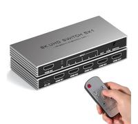 Conmutador HDMI 5 en 1, conmutador HDMI 2.1 8K a 60Hz 4K a 240Hz | Selector divisor HDMI de 48 Gbps para PS5 Fire TV Stick Nintendo Switch Roku Xbox Projector, compatible con 3D/VRR/HDR/HDCP