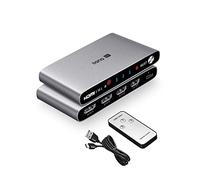 Conmutador HDMI HDMI 4K @120Hz Aluminio Conmutador HDMI 3 en 1 out UHD HDMI Distribuidor con Mando a Distancia IR, Conmutador HDMI Compatible con VRR, CEC, HDR, Dolby Atmos