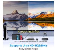 Conmutador HDTV 5X1 4K , Selector HDTV 5 en 1 con Control Remoto IR, Selector HDTV de 4 Puertos Compatible con 1.4 HDR 3D Compatible con PS5/4, , para Apple TV, , Blu-Ray, HDTV, Monitor