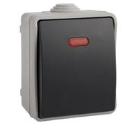 Conmutador Interruptor Estanco Luminoso IP54 para control de iluminación en ambientes húmedos o polvorientos.