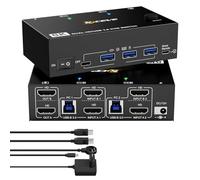 Conmutador KVM 2 PC 2 Monitor HDMI 8K@60Hz, YOUTINGHDAV USB 3.0 Switch KVM 2 Monitor 2 Ordenador 4K @ 120Hz, KVM Conmutador Dual Monitor HDMI 2.1 Compartir Ratón Teclado, 2 Cables USB 3.0 y Mando a
