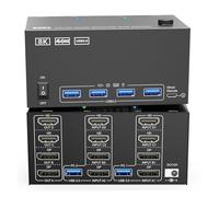 Conmutador KVM 8K for 4 monitores y 2 computadoras. Compatible con dos 8K60Hz 4K120Hz. Pantalla extendida for PC Conmutación Fluida