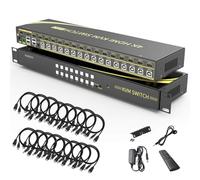 Conmutador KVM de 16 puertos HDMI 2.0, compatible con el intercambio de teclas de acceso rápido 4K a 60Hz 4:4:4 1080p 3D 16 PC para compartir con un juego de teclado y mouse