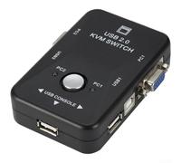 Conmutador KVM de 4 puertos USB 2.0 Caja de conmutación para 2 sistemas PC Compartir periféricos Teclado Ratón Impresora VGA Full HD 1080p Diseño Compacto (2)