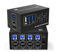 Conmutador KVM de dos monitores y DisplayPort 8K60Hz 4K120Hz Conmutación Fluida