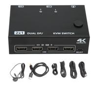 Conmutador KVM de Monitor Dual, Conmutador KVM USB 2 en 2 Salidas Modo Dual Admite 4K 60Hz Metal para Transmisión en Vivo para Conferencias