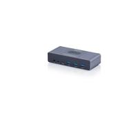 DIGITUS DS-12856 - Conmutador KVM USB-C - 2 PC 2 monitores - 3X USB-A, 1x Tipo C 5 Gbit/s - 2X HDMI 2.0 UltraHD 4K 60Hz por Sistema - Conector Jack de 3,5 mm - Mando a Distancia con Cable - Gris
