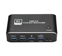 Conmutador KVM HDMI 2.1 4K 120 Conmutador KVM HDMI USB Puerto dual USB HDMI 2.1 Conmutador 2X1 4K 60 8K 60 2 PC 1 monitor Transmisión rápida y estable
