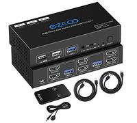 Conmutador KVM HDMI 2.1 8K 60Hz 4K 120Hz Dual Monitor USB 3.0 2 Puertos con tecla de acceso rápido 48Gbps HDCP2.3 2x HDMI Pantalla extendida Compartir 2 PC con un teclado Mous HDR D-olby Vision VRR