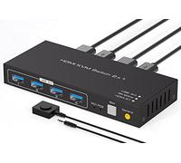 Conmutador KVM HDMI 8K para 2 computadoras. Comparte 1 monitor USB 3.0. Conmutadores KVM compatibles con 8K60Hz 4K120Hz Soporte Control de escritorio Incluye 2 cables USB 3.0