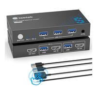 Conmutador KVM HDMI para 2 PC y 1 Monitor, Conmutador KVM 4K@60Hz para 2 computadoras que comparten teclado/mouse y monitor/controlador de escritorio y emulación EDID-Juegos, oficina y cine en casa