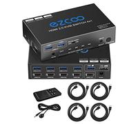 Conmutador KVM HDMI USB 3.0 4 puertos con tecla de acceso rápido 4K 60Hz 18Gbps compartir 4 computadoras con un teclado Mous HDR D-olby Vision HDCP2.2 control remoto USB 3.0 CableX4