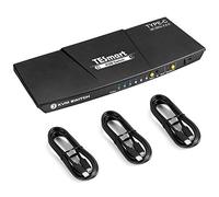 Conmutador KVM TESmart USB tipo C de 3 puertos, KVM Switch 4K a 60 Hz, Emulador EDID, Control Remoto IR/Teclado, Mouse/Botones, USB 2.0, Para Computadora Portátil, Audio, Modo de Paso, Carga Tipo C