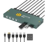 Conmutador KVM USB 3.0 HDMI 4K a 60Hz para 4 computadoras Comparte 1 monitor, interruptor KVM de 4 puertos con 3 puertos USB 3.0 para compartir teclado y mouse, interruptor de botón de soporte, Plug