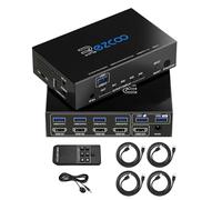 Conmutador KVM USB 3.0 HDMI de 4 puertos 4 en 1 salida 4K 60 Hz 4 en 4 salidas SPDIF 5.1 de audio - Mouse/teclado/Wireless USB para PC, Printer, escáner, Windows, Linux,
