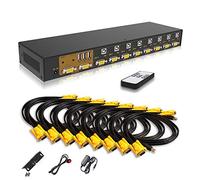Conmutador KVM VGA de 8 puertos en 2 salidas, 8 x 2, compatible con teclado y ratón básicos, dispositivos USB de audio, 8 ordenadores