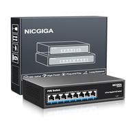 Conmutador PoE Gigabit de 8 Puertos no administrado, 8 Puertos PoE+ a 120 W, 802.3af/at, conmutador de alimentación a través de Ethernet de Red NICGIGA de 8 Puertos y 1000 Mps, sin Ventilador.