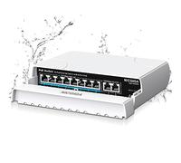 Conmutador PoE impermeable de 8 puertos con 8 puertos PoE+@120W + puerto Gigabit Uplink - NICGIGA Outdoor 10 puertos IEEE802.3af/at - Conmutador de alimentación Ethernet no gestionado con VLAN y
