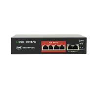 Conmutador PoE PNI SWPOE42, 4 Puertos PoE de 100 Mbps y 2 Puertos UP Link de 100 Mbps, 65 W, función AI Extend hasta 250 m, protección contra Rayos de 4 kV