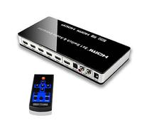 Conmutador portátil 5 en 1 HDMI 1.4 con extractor de audio, interruptor HDMI 5x1 y extractor de audio con adaptador de corriente