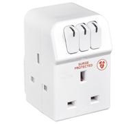 Conmutador Red Eléctrica Adaptador Con Oleada Protección, 3 Gang, Blanco -