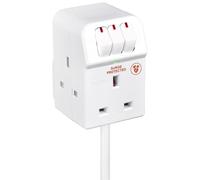 Conmutador Red Eléctrica Adaptador Con Oleada Protección, 3 Toma, 2m, Blanco -