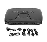 Conmutador selector USB 2.0 de 4 puertos, conmutador KVM USB 4x4 para teclado y ratón, comparta 4 dispositivos USB entre 4 ordenadores con control mediante un botón, plug and