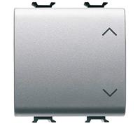Conmutador unipolar 250V ac, 10 AX, neutro, símbolo arriba-abajo, 2 módulos, serie Chorus, 3,85 x 4,42 x 4,4 centímetros, color titanio (Referencia: GW14123)