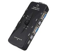 Conmutador USB 2.0 de 4 Puertos KVM VGA/SVGA Adaptador de Caja de conmutador Caja de conmutador de Intercambio USB Concentrador de conmutador KM para PC Teclado Ratón,Control de hasta 4 computadoras