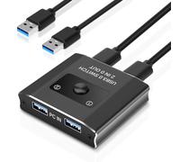 Conmutador USB bidireccional USB 2 en 2 out, conmutador KVM para compartir 1 dispositivo entre 2 ordenadores para impresoras, para cámaras, PC, impresoras, escáneres, teclados, cámaras