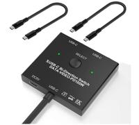 Conmutador USB C bidireccional de 100 W de carga + 10 Gbps de datos + transferencia de vídeo 8K, conmutador KVM 1x2/2x1 para 2 L