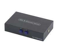 Conmutador VGA para monitor de PC, 2 puertos VGA de entrada y 1 de salida, conmutador manual con botón pulsador y carcasa metálica, compatible con