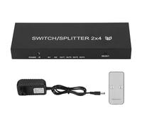 Conmutadores HDMI 4K, 2 entradas y 4 Salidas Conmutador de vídeo Divisor 2x4 UHD HD Conmutador de Interfaz Multimedia con Soporte de Control Remoto 4K 30Hz HDMI 2.0 6Gbps V1.4,