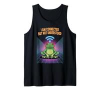 Connected But Not Understood - Absurd Frog WiFi Vaporwave Camiseta sin Mangas