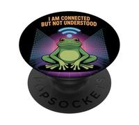 Connected But Not Understood - Absurd Frog WiFi Vaporwave PopSockets PopGrip Adhesivo