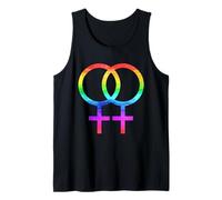 Connected Female Symbols Watercolor Rainbow Lesbian Women Camiseta sin Mangas