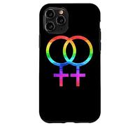 Connected Female Symbols Watercolor Rainbow Lesbian Women Carcasa para iPhone 11 Pro