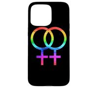 Connected Female Symbols Watercolor Rainbow Lesbian Women Carcasa para iPhone 15 Pro MAX