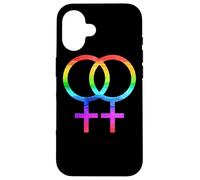 Connected Female Symbols Watercolor Rainbow Lesbian Women Carcasa para iPhone 16