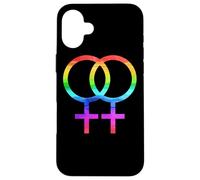 Connected Female Symbols Watercolor Rainbow Lesbian Women Carcasa para iPhone 16 Plus