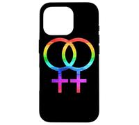 Connected Female Symbols Watercolor Rainbow Lesbian Women Carcasa para iPhone 16 Pro