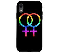 Connected Female Symbols Watercolor Rainbow Lesbian Women Carcasa para iPhone XR