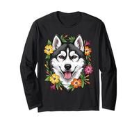 Connecticut - Perro de Trineo y Coloridas Flores Mirablis Manga Larga