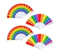 CONNECTION 4 Piezas Abanicos Plegables de Arco Iris Abanico Arcoíris Plegable Abanico Verano Decoración Abanico Plegable Abanicos Plegables para DIY Bodas Fiestas Bailes Abanico de Mano Plegable