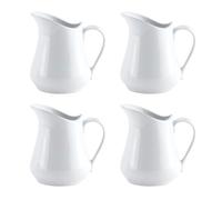 CONNECTION 4 Piezas Mini Jarra de Leche 80 ml Mini Jarras de Crema con Asa Mini Jarra de Leche Porcelana Jarra para Cremar Leche Pequeñas para Leche Café Salsa Cremar Cafeterías Hoteles (Blanco)
