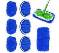 CONNECTION 6 Almohadillas Reutilizables de Chenille Toallitas húmedas para Suelo Swiffer Sweeper Mop, Microfibra Repuesto Mopa Paños de Suelo Seco para Uso Húmedo y Seco Limpieza de Suelos (Azul)