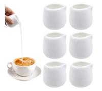 CONNECTION Mini Jarra de Leche 6 Piezas Mini Jarras de Crema Sin Asa 50 ml Mini Jarra de Leche Porcelana Jarra para Cremar Leche Pequeñas para Leche,Café,Salsa,Cremar,Cafeterías,Hoteles (Blanco)