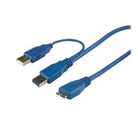 Connectland USB-V3-A+ALIM-MICROB-1.2M - Cable USB A a USB A y Micro B, Color Azul