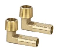 Connector de Manguera de Lengüeta, Codo de 90 Grados Acople de Latón, 2 PCS 12 mm 3/8" con Púas a Macho, Adaptador de Tubo de Manguera de Codo Accesorios para Agua, Gas, Aceite