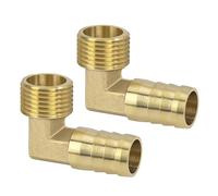 Connector de Manguera de Lengüeta, Codo de 90 Grados Acople de Latón, 2 PCS 16 mm 1/2" con Púas a Macho, Adaptador de Tubo de Manguera de Codo Accesorios para Agua, Gas, Aceite